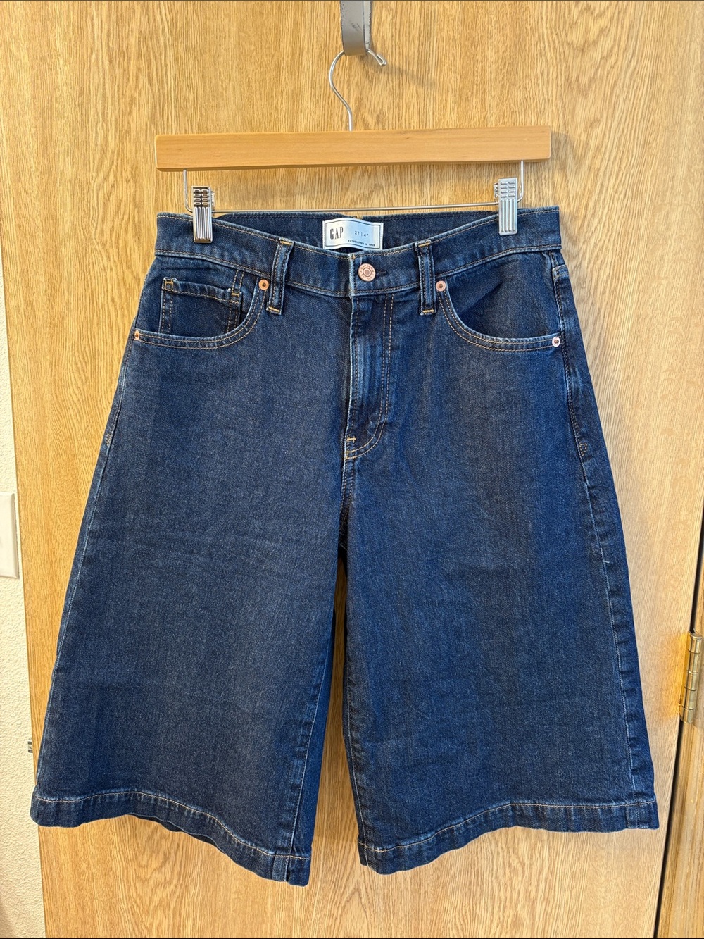 GAP Navy Blue Wide-Leg Denim Shorts